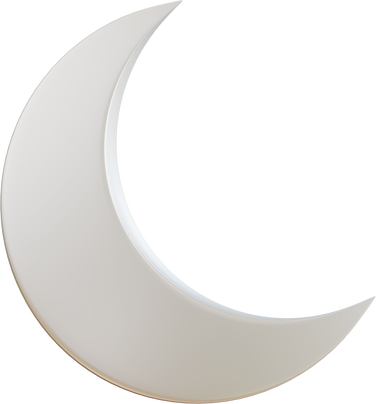 3d realistic silver crescent moon