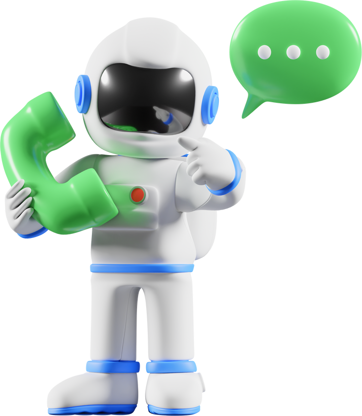 Astro with phone call 3d illustration